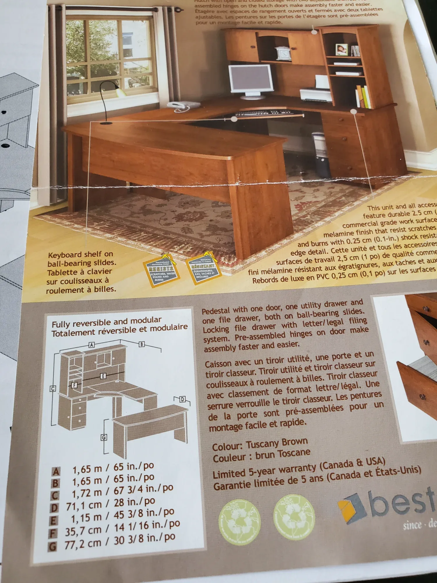 Tremblant Corner Computer Desk with Island